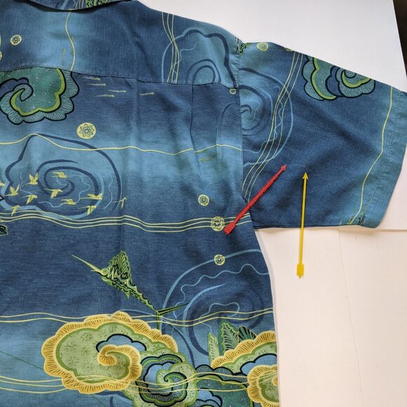 rare Tommy Bahama Mens Underwater Hawaiian Mermaid Pinup Silk Shirt Size XL - Picture 8 of 12